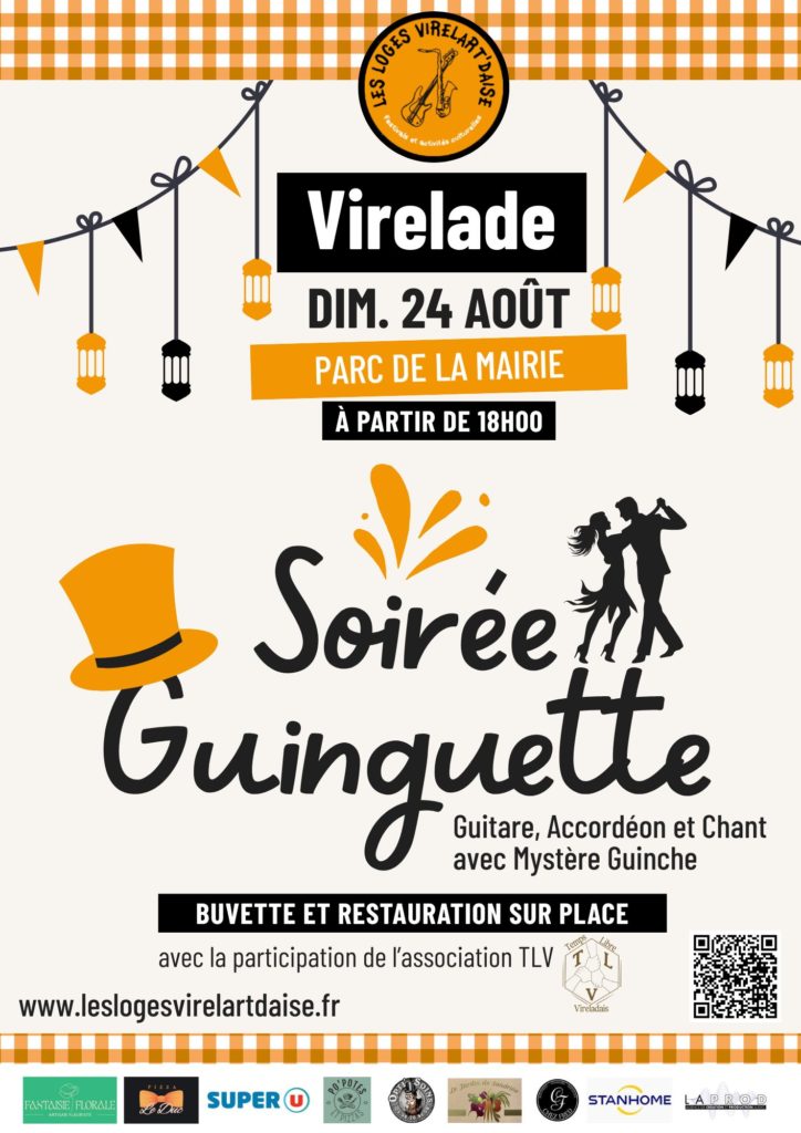 Affiche Soirée Guinguette du 27 Août - Les loges Virelartdaise - Virelade