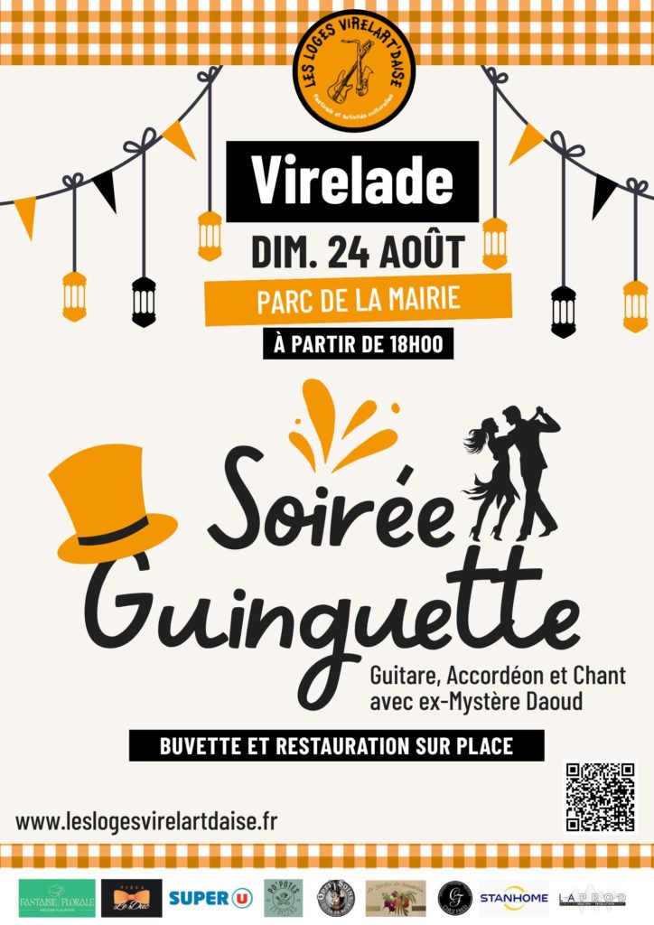 Affiche Soirée Guinguette du 27 Août - Les loges Virelartdaise - Virelade