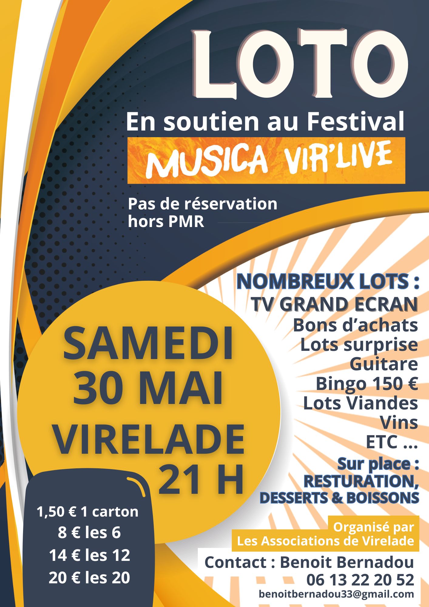 Affiche Loto de soutien au Festival Musica Vir'Live - 30 mai à Virelade