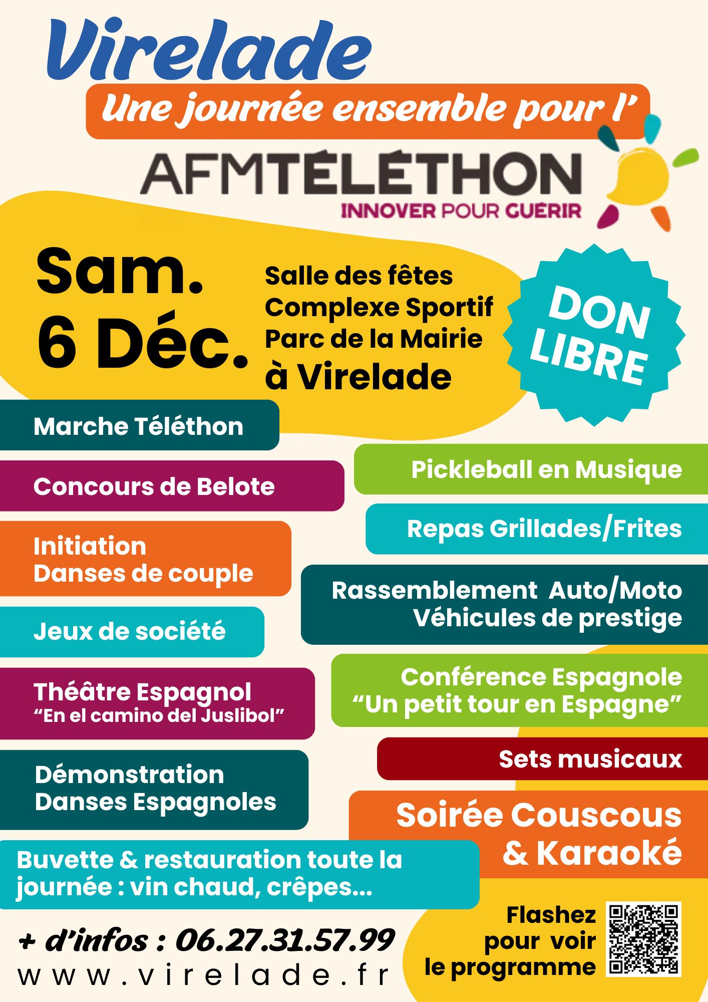 Affiche Une Journée ensemble pour l'AFM Téléthon à Virelade avec les loges virelart'daise