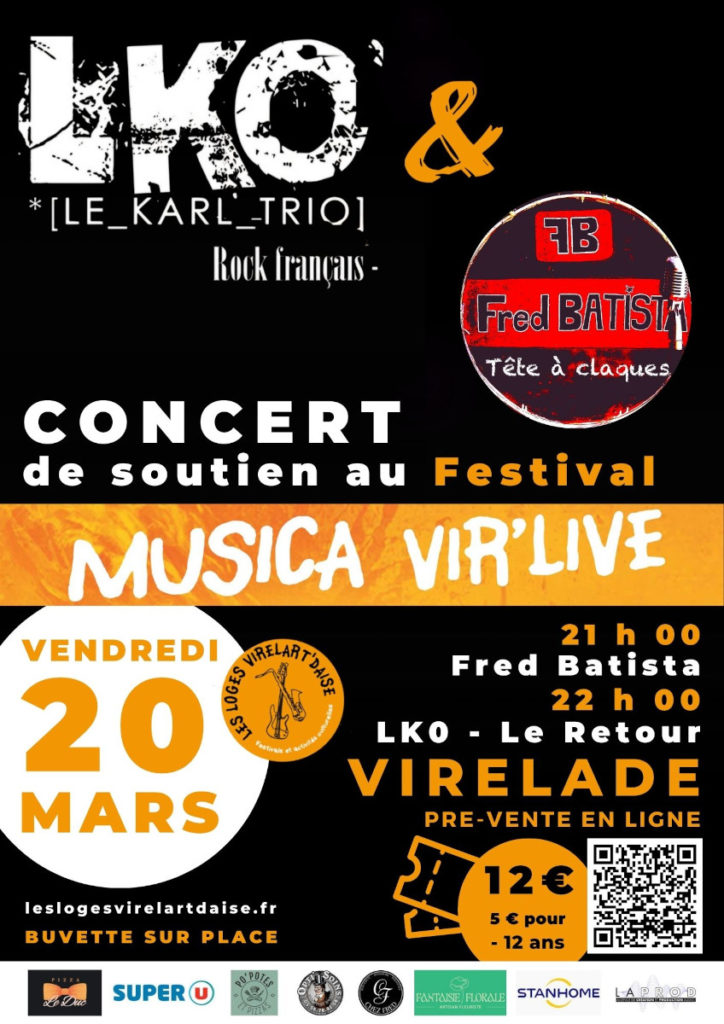 Affiche Concert LKO & Fred BATISTA - soutien Festival Musica Vir'Live - Les Loges Virelartdaise