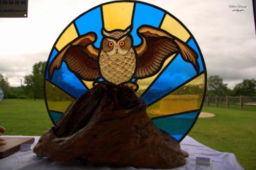 Vitrail hibou d'art - Tatiana Pristchepa